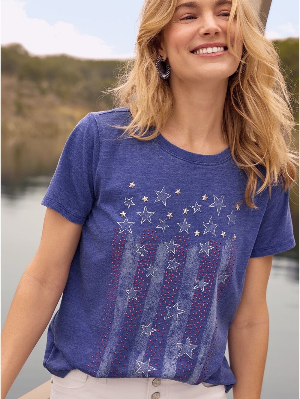 Maurices Blue Star-Stripe Short Sleeve Tee